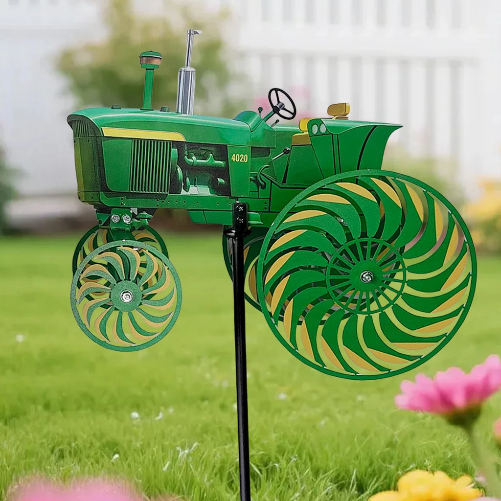Green Tractor Windmill Stake Outdoor Wind Spinner | Garden Decor Garden Wind Spinner Qme