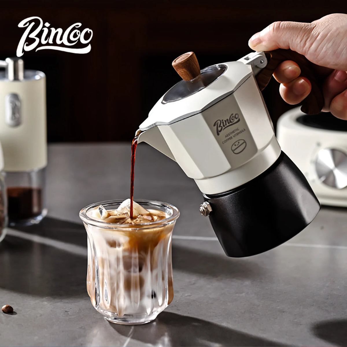 Bincoo Dual Valve Moka Pot Set with Heater – Portable Espresso Moka Pot Set Qst