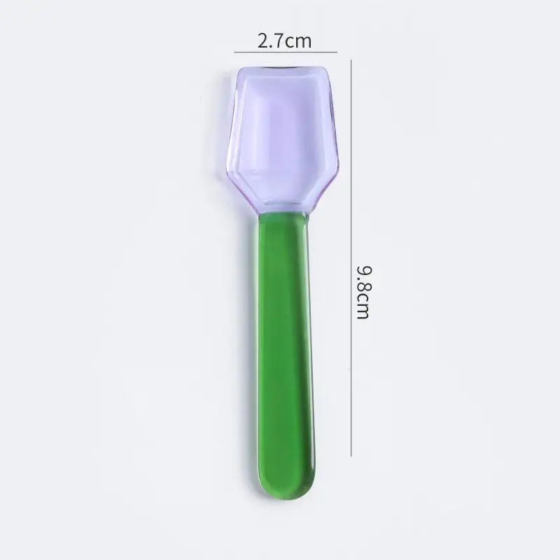 Colorful Glass Dessert Spoons | Heat & Cold Resistant, 6 Colors Glass Dessert Spoon Qme A5