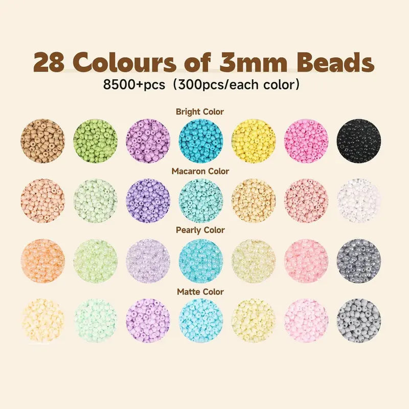 Macaroon Glass Seed Beads Kit 8500pcs – DIY Jewelry Making Bead Jewelry Making Kit Qme