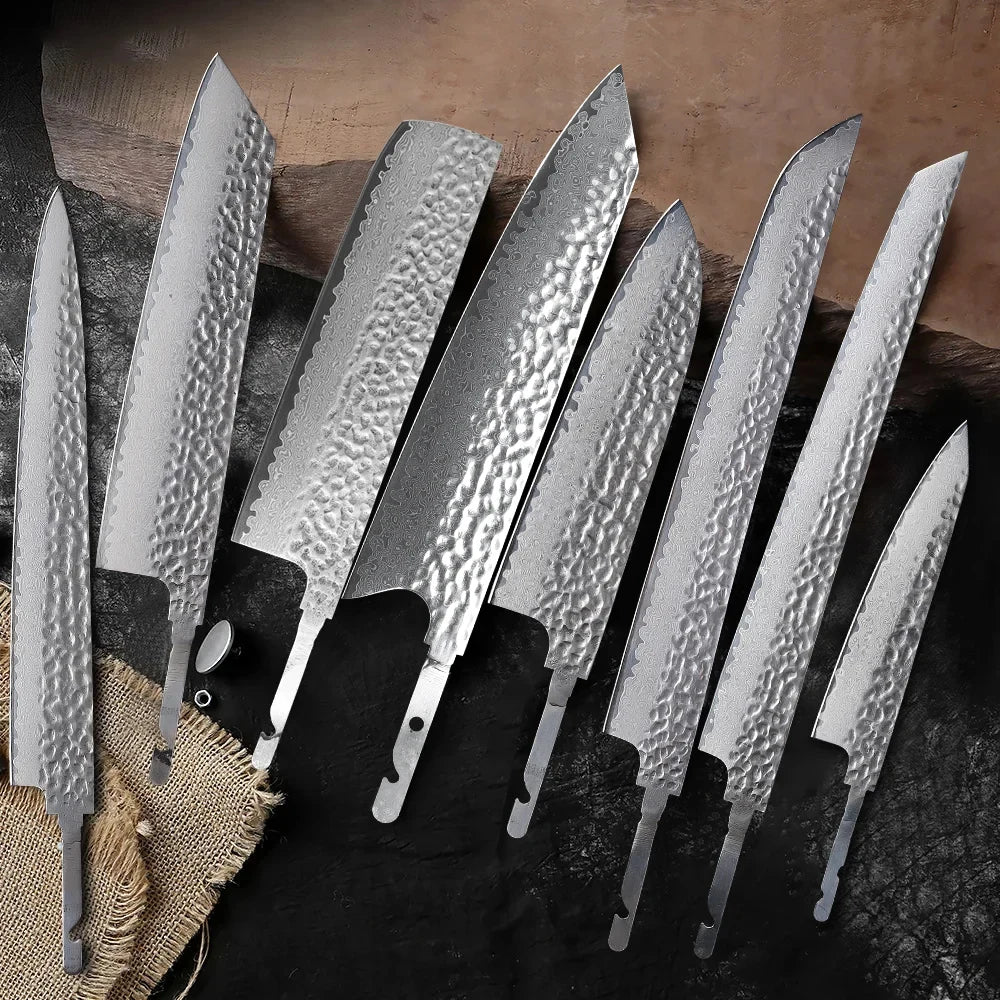 TURWHO Damascus VG10 Knife Blank Blade – DIY Kitchen Knife Knife Blank Blade Qst