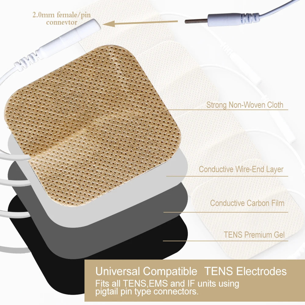 TENS Electrode Pads Reusable 5x5cm – EMS Muscle Stimulator Gel Electrode Pads Qst