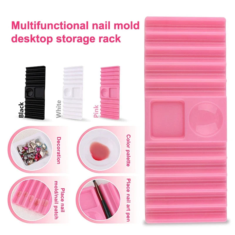 Nail Art Mixing Palette & Brush Holder – 10-Slot Organizer Nail Art Organizer Qme