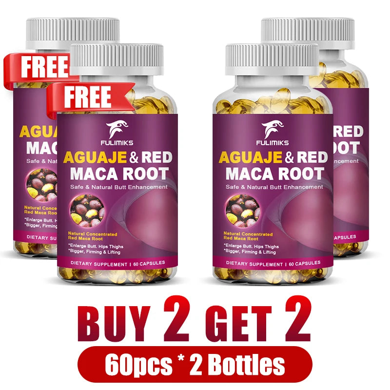 Aguaje & Red Maca Root Capsules – Hormone Balance & Vitality Herbal Supplement Qst 4 Bottles-60pcs