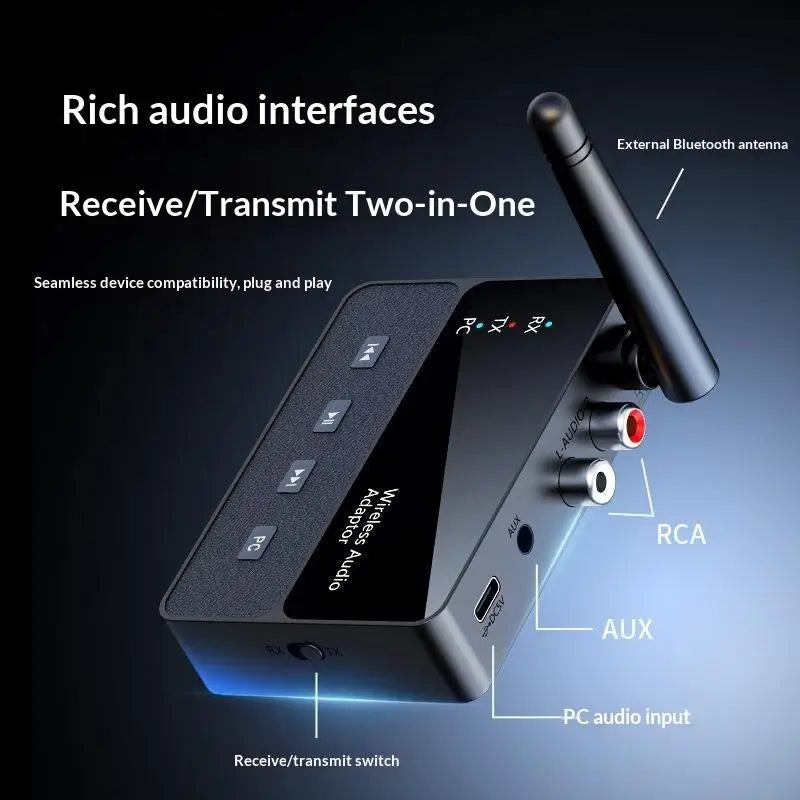 Bluetooth 6.0 Wireless Audio Transmitter Receiver HiFi Stereo 20M Wireless Audio Adapter Qme