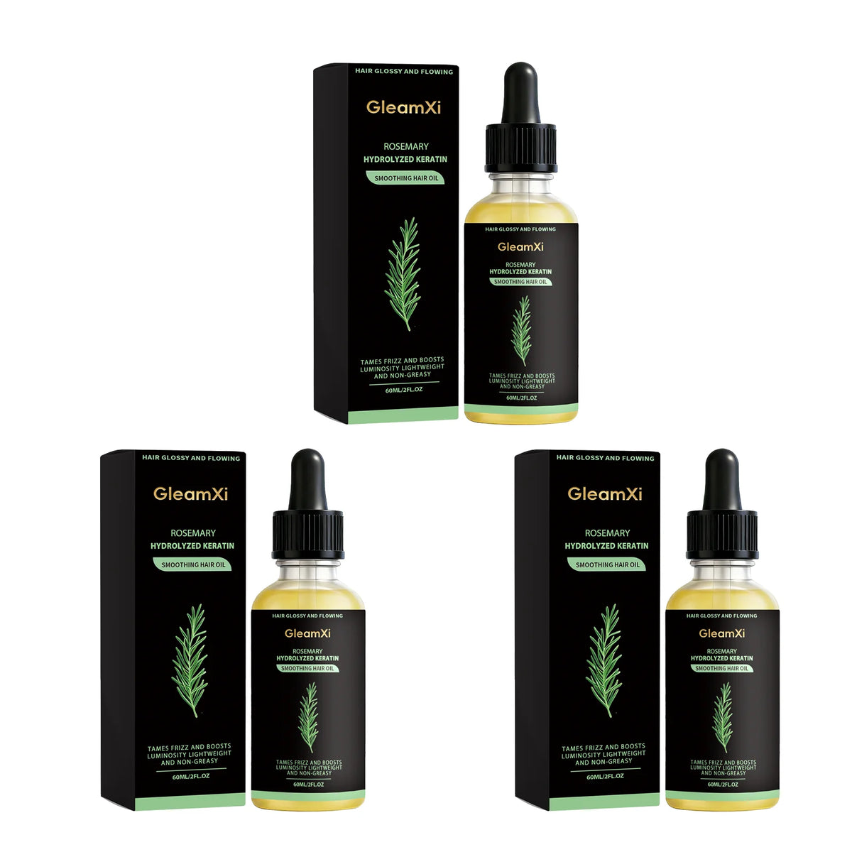 Gleamxi Rosemary Hair Growth Serum 60ml – Men & Women Hair Growth Serum Qst 3pcs