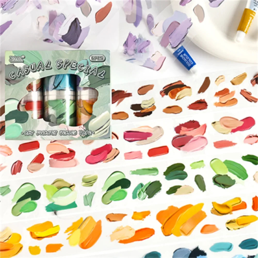 Watercolor Art PET Decorative Tape 6 &amp; 12 Rolls – Journaling Decorative Craft Tape Qme