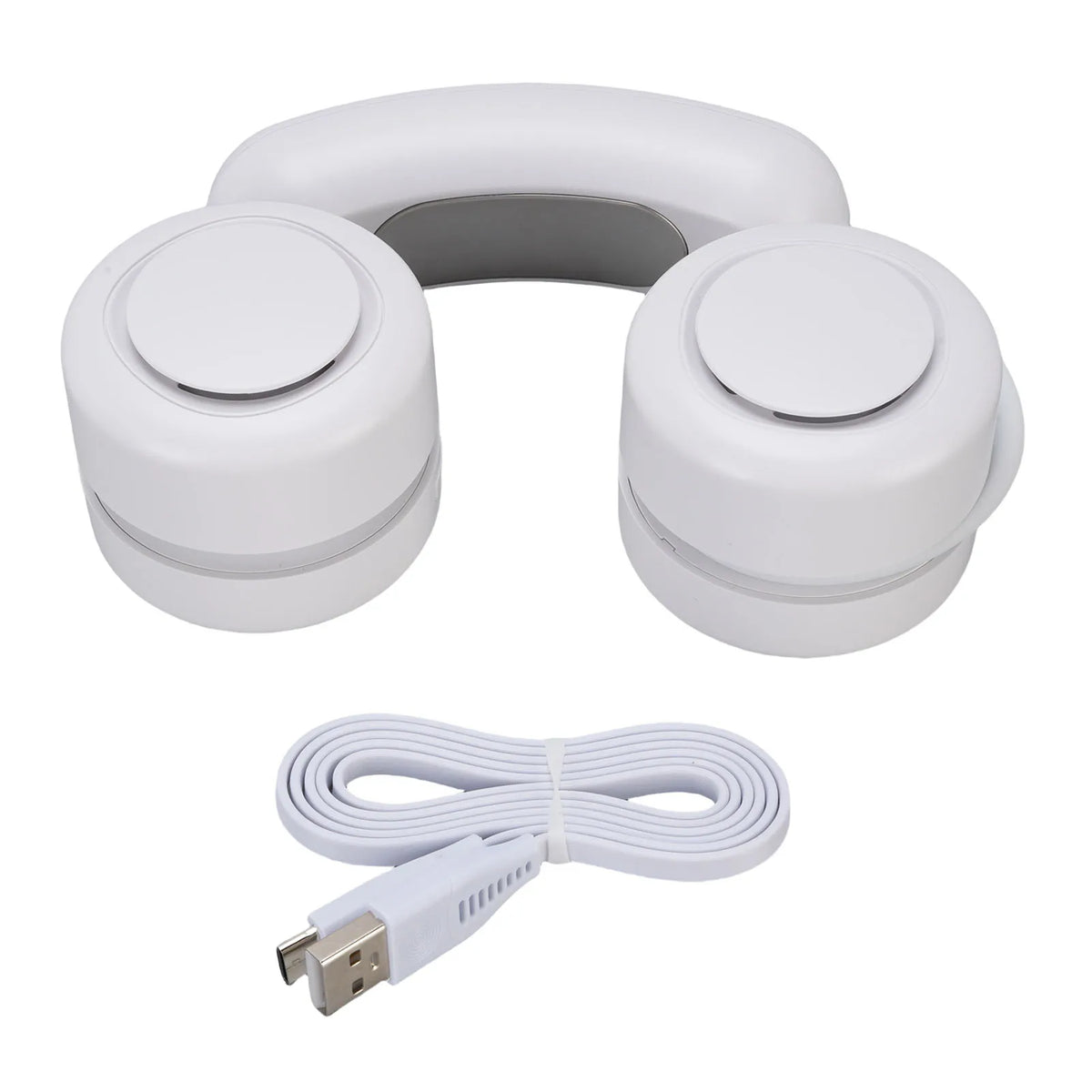 Portable Neck Fan 3-Speed Rechargeable Wearable Cooling Fan Wearable Neck Fan Qst WHITE 220V-240V EU Plug