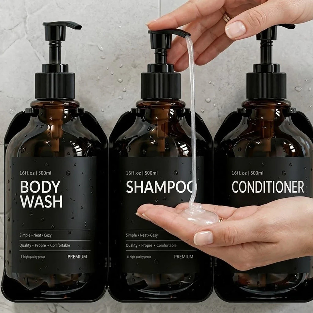Wall Mounted Shower Soap Dispenser – 3-Chamber Shampoo Set Shower Soap Dispenser Qme