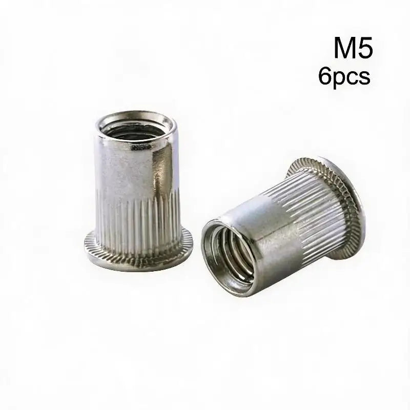 304 Stainless Steel Flat Head Knurled Rivet Nuts M3–M12 Rivet Nuts Qme 10pcs F