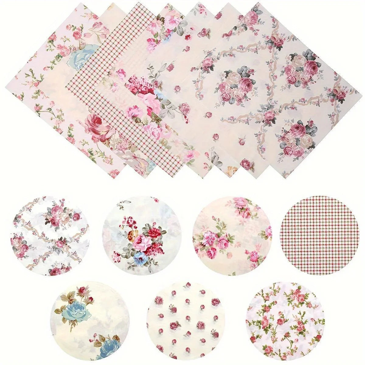 Pink Rose Printed Polyester Fabric for Sewing & DIY Crafts Craft Sewing Fabric Qme