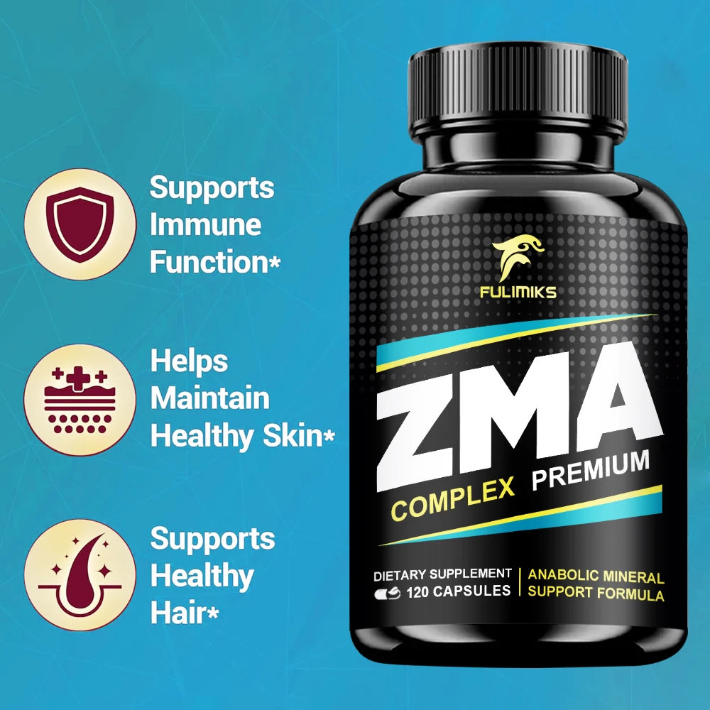 ZMA Capsules – Zinc, Magnesium & Vitamin B6 | 120ct Vitamin Supplement Qst