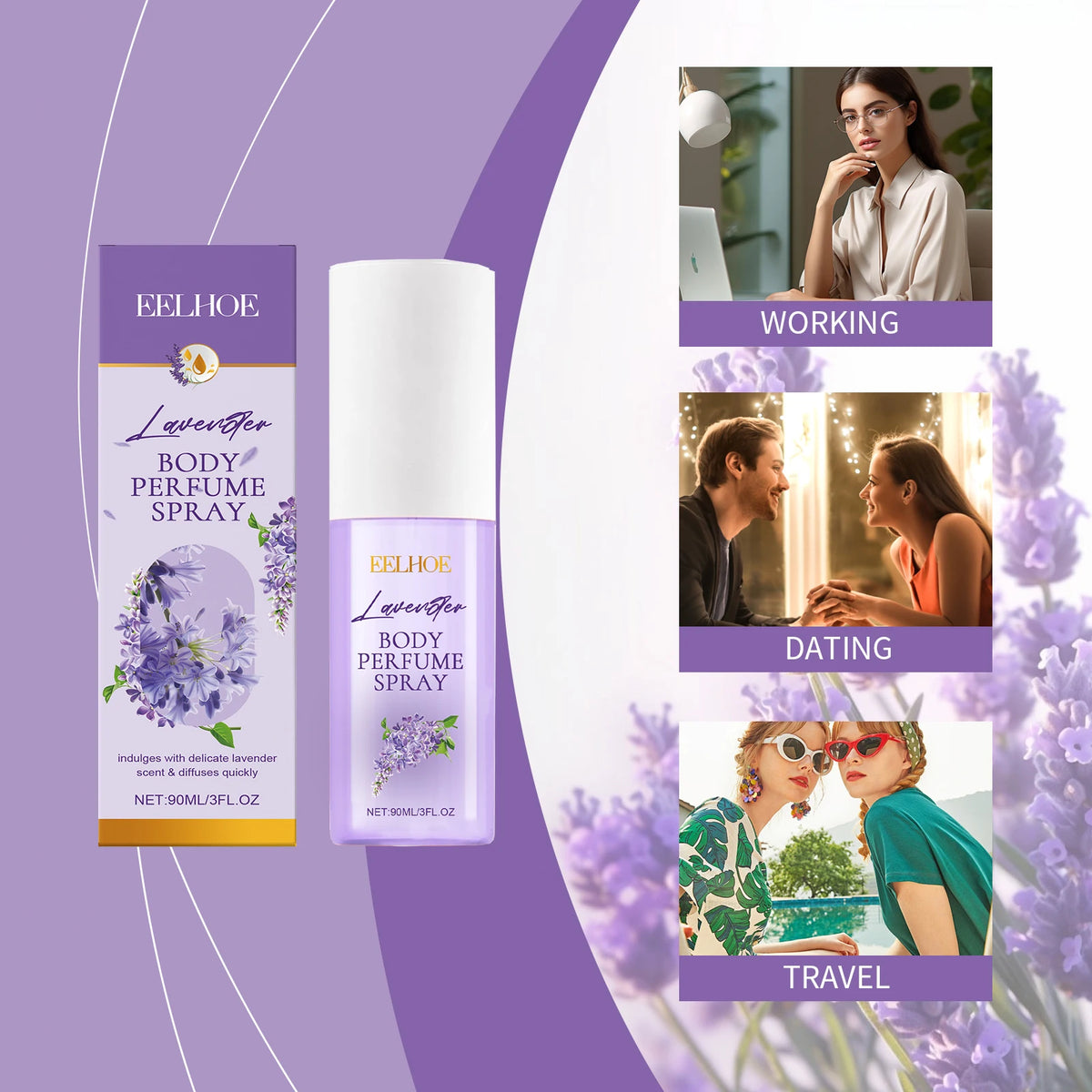 EELHOE Lavender Aromatherapy Body Fragrance Spray – Long Lasting Body Fragrance Spray Qst