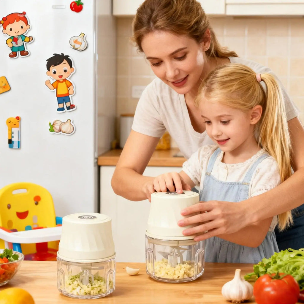 Mini Electric Garlic Chopper – High-Speed Mincer & Puree Electric Food Chopper Qme