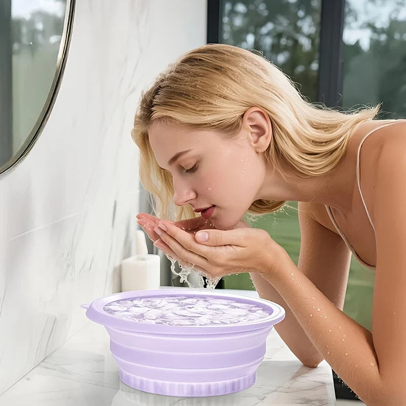 Foldable Silicone Face Ice Bath Bowl – Portable Facial Basin Facial Plunge Basin Qme