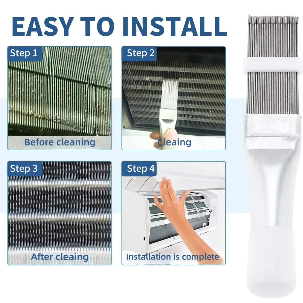 AC Condenser Fin Cleaning Brush & Comb – Stainless Steel AC Fin Cleaning Tool Qme