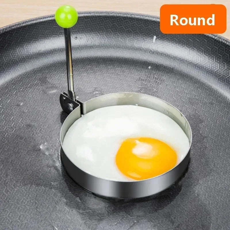 Stainless Steel Heart Egg Mold & Pancake Maker Ring Egg & Pancake Mold Qme 4pcs round