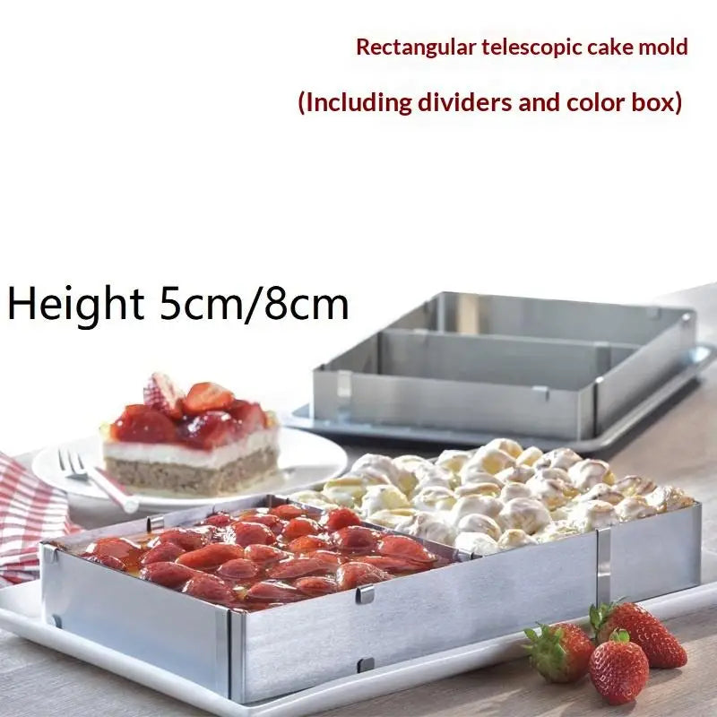 Adjustable Stainless Steel Rectangular Mousse Cake Ring Mold Cake Ring Mold Qme