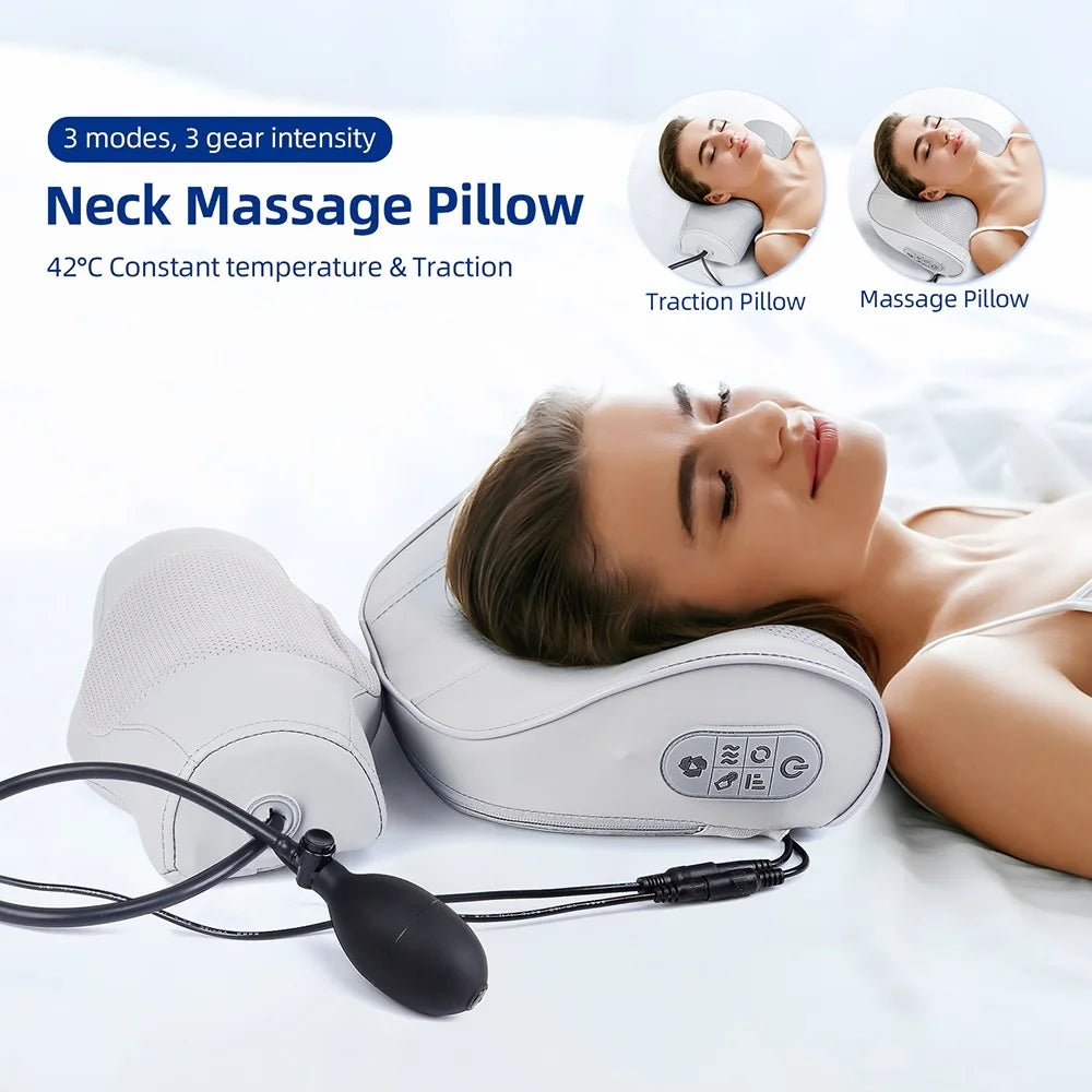 2-in-1 Shiatsu Neck & Back Massage Pillow | Lumbar Cushion Massage Pillow Qst