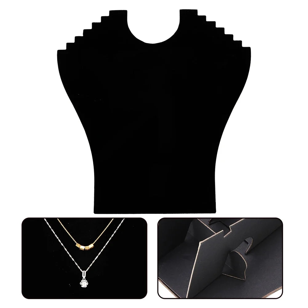 Black Flannel Necklace Bust Display Stand | Jewelry Holder Jewelry Display Stand Qme