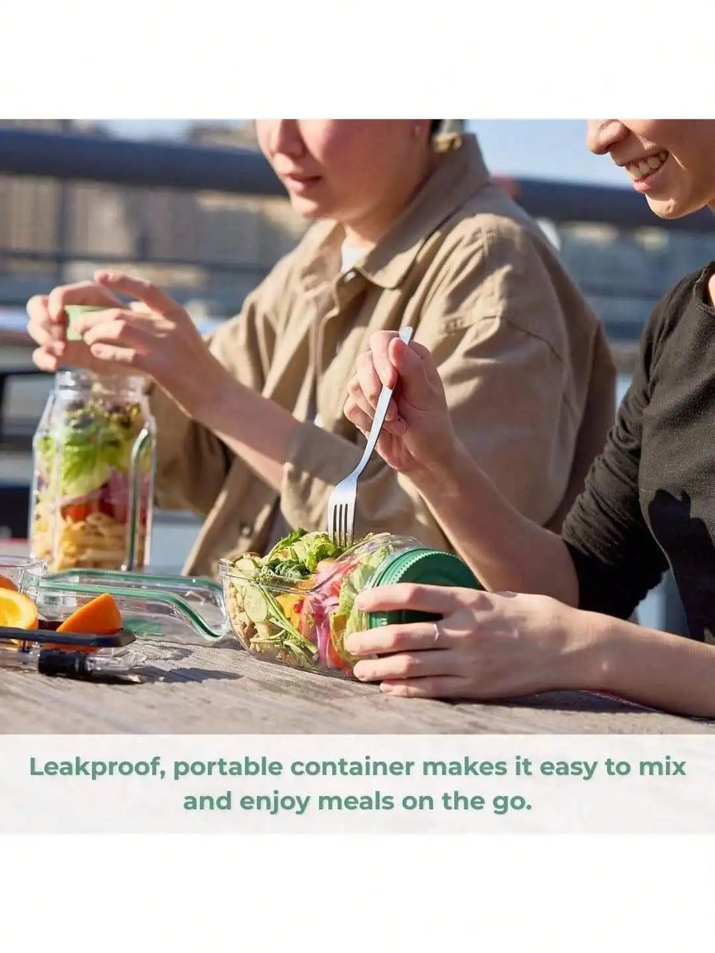 Leak-Proof Salad Box Side Opening Portable Layered Container Food Storage Container Qme