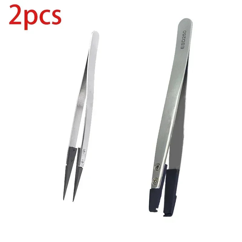 Watch Hand Installation Tweezers – Straight & Elbow ESD-Safe Precision Tweezers Qme 259A-250