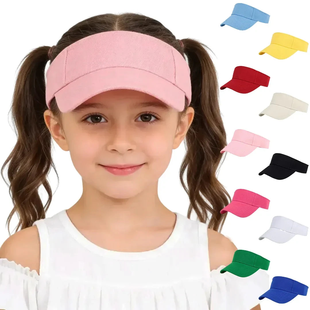 Kids' Classic Solid Sun Visor Hat – Hiking & Running Cap Kids Sun Visor Hat Qme