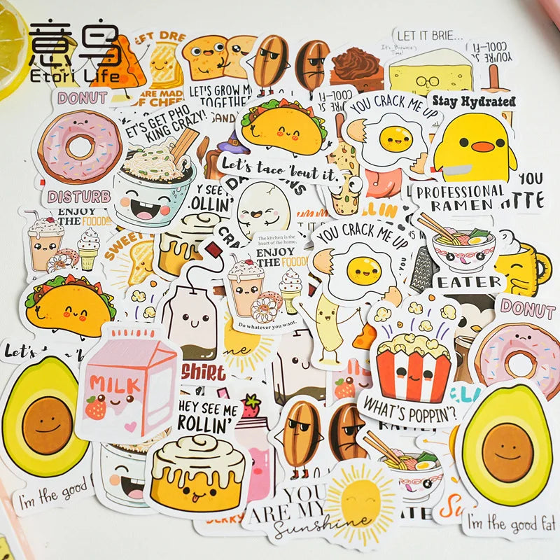 30-Sheet Kawaii Dessert Character Self-Adhesive Sticker Box Decorative Sticker Set Qme