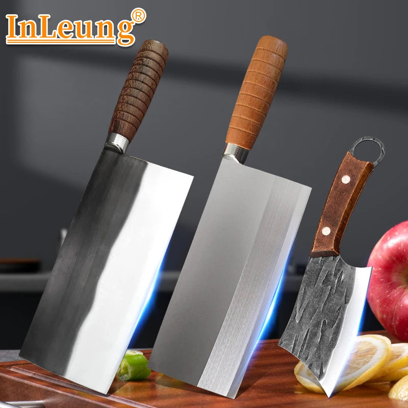 InLeung Chinese Cleaver – Handmade Stainless Steel Chef Knife Kitchen Cleaver Knife Qst