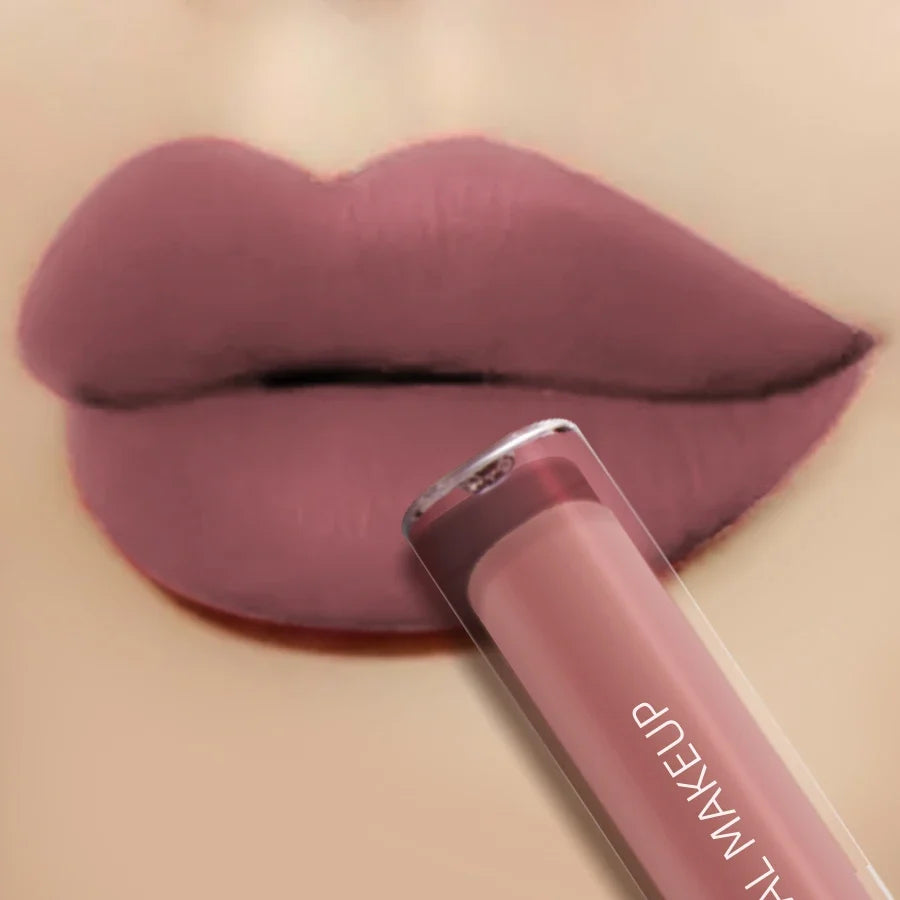 Dark Brown Matte Velvet Liquid Lipstick – Waterproof Nude Liquid Lipstick Qme