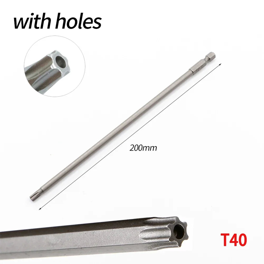 Hollow Torx Screwdriver Bit Set Hex Shank T8–T40 Steel Torx Screwdriver Bit Qme T40