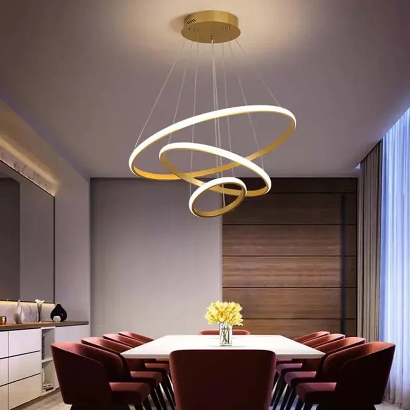 Modern LED Ring Chandelier – Dining Room & Living Room Light LED Ring Chandelier Qme