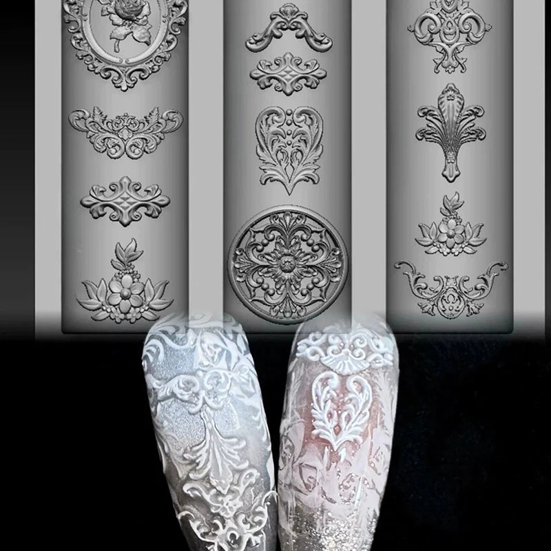 3D Relief Silicone Nail Mold – DIY Baroque & Christmas Art Silicone Nail Mold Qst