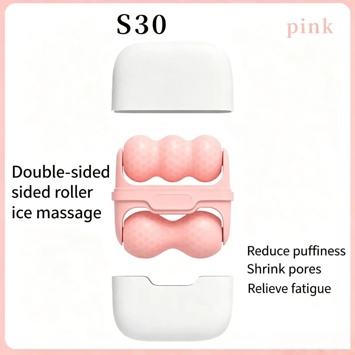 Dual-Head Ice Roller Facial Rejuvenation Device | 2 Colors Facial Ice Roller Qme pink