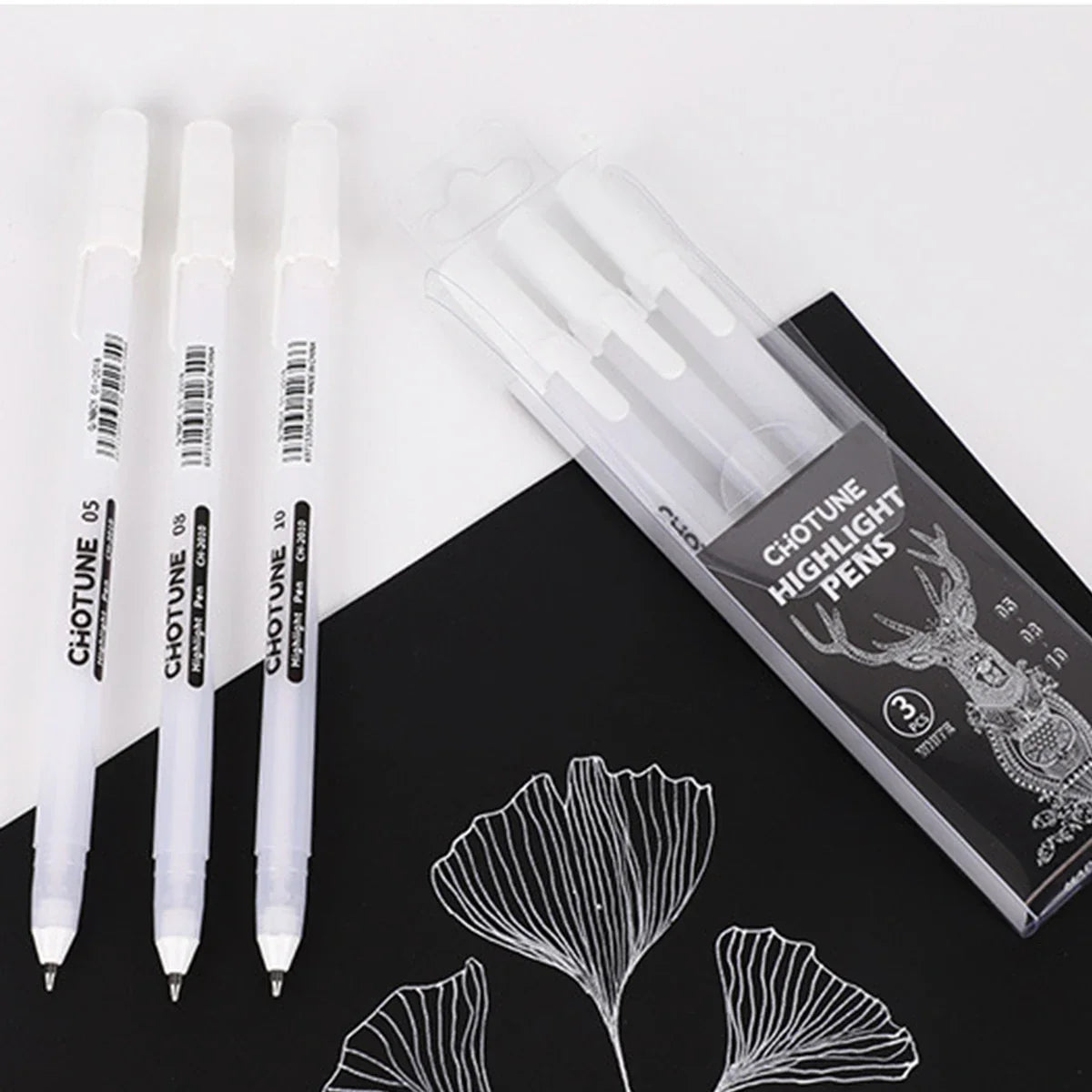 Gelly Roll Classic White Gel Pens 3-Pack – Sizes 05, 08 & 10 White Gel Pens Qme
