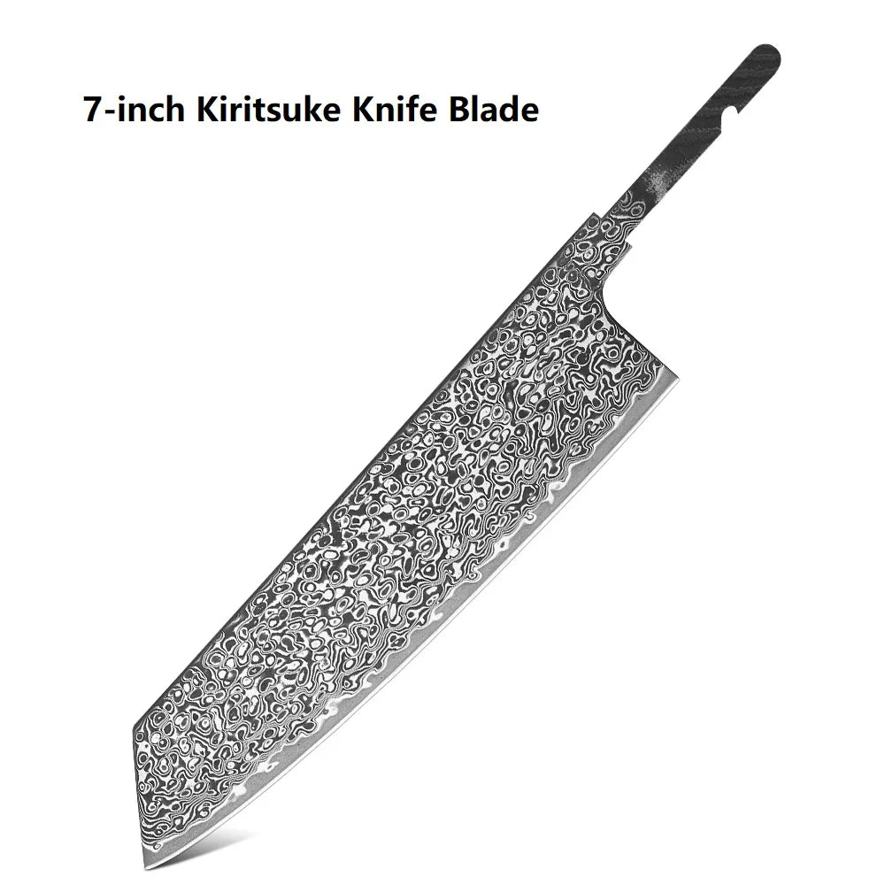 Damascus Steel Chef Knife Blank Blade – DIY Full Tang Forged Knife Blank Blade Qst 7 inch Kiritsuke