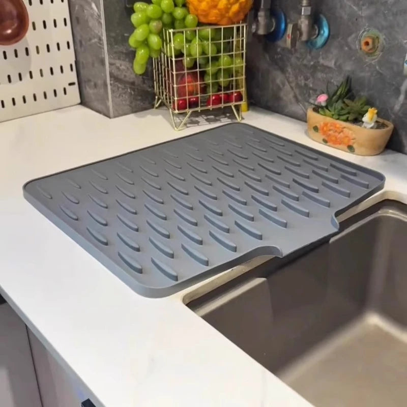 Silicone Kitchen Drain Mat – Anti-Slip Heat-Resistant Drying Pad Kitchen Drain Mat Qst