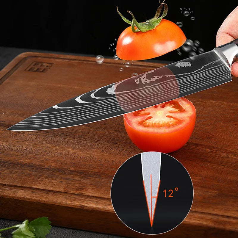 Damascus Chef Knife Set – Santoku, Cleaver & Boning Knives Chef Knife Set Qst