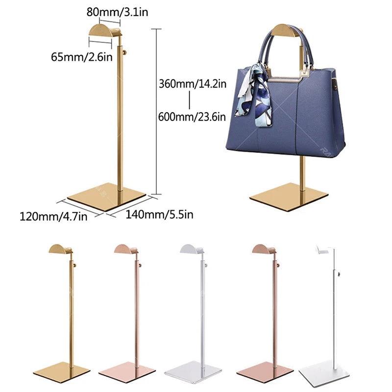 Adjustable Handbag Display Stand – Gold & Silver Purse Rack Handbag Display Stand Qst