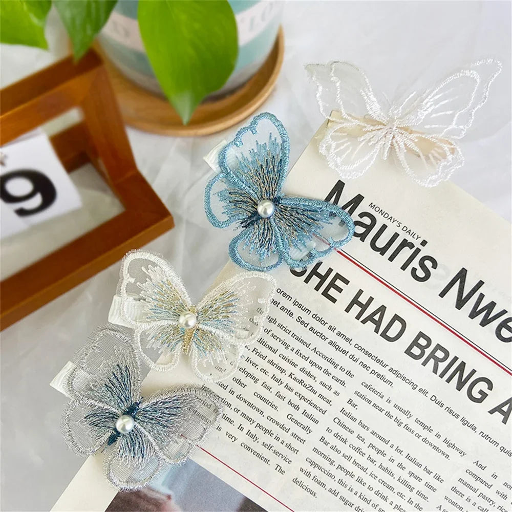 Retro Embroidery Butterfly Hairpin – Chiffon Side Clip Embroidery Hair Clip Qme