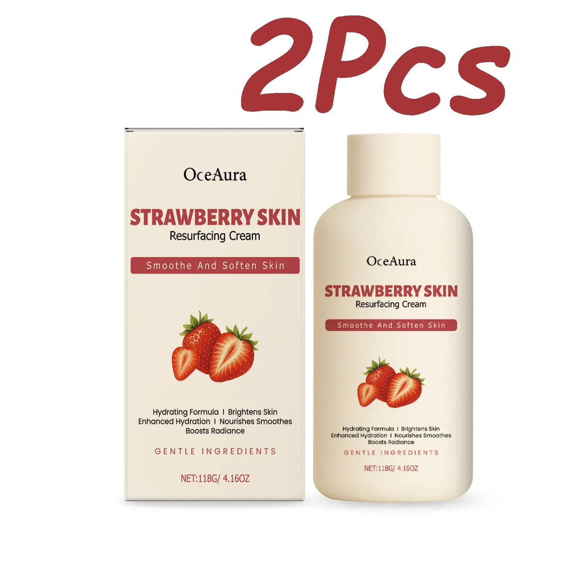 Strawberry Rejuvenating Body Cream – Brightening & Moisturizing Body Butter Cream Qme 2 x 118g Boxed
