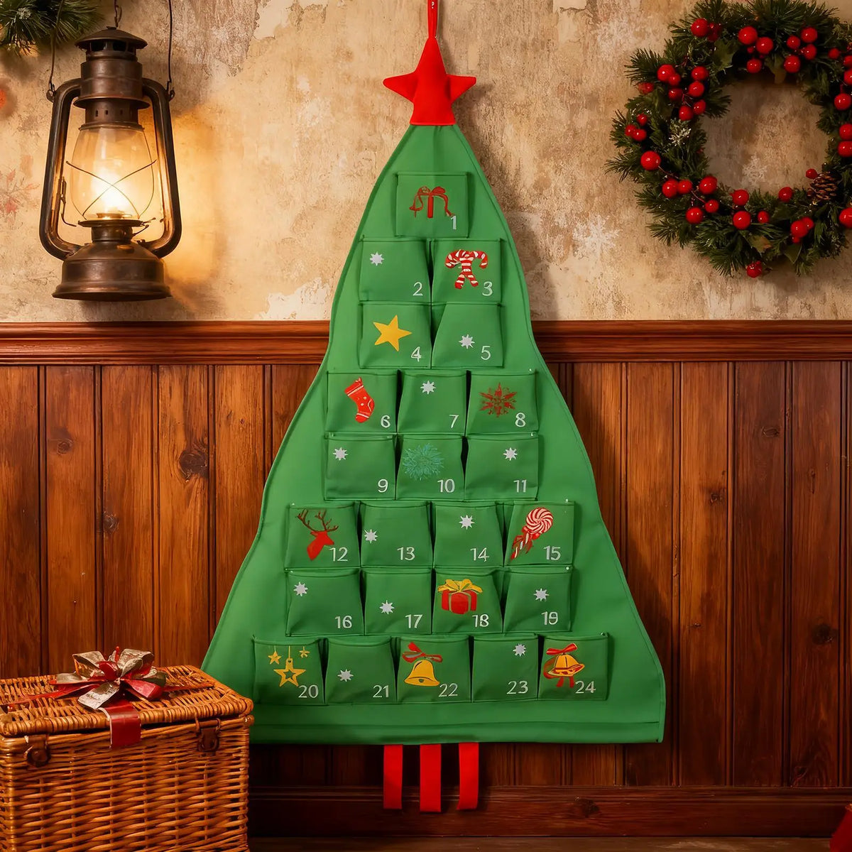 Fabric Advent Calendar Christmas Tree Organizer – 24 Pockets Advent Calendar Organizer Qme