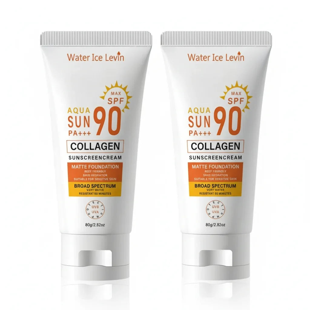 SPF 90 Collagen Sunscreen Cream – Matte, Reef Friendly, 36H Collagen Sunscreen Cream Qme Orange 80g
