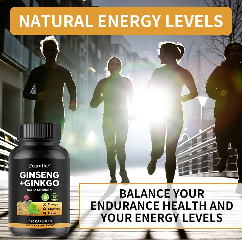Korean Red Panax Ginseng & Ginkgo Biloba Capsules | 5% Ginsenosides Herbal Supplement Qst