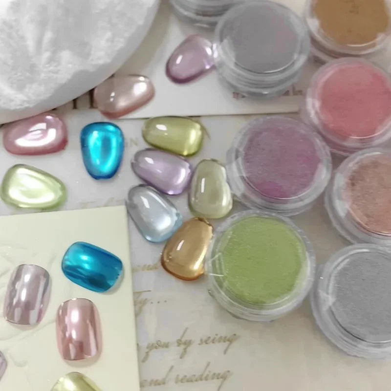 Mirror Effect Chrome Nail Powder – Rich Pigment Sparkling Finish Chrome Nail Powder Qme