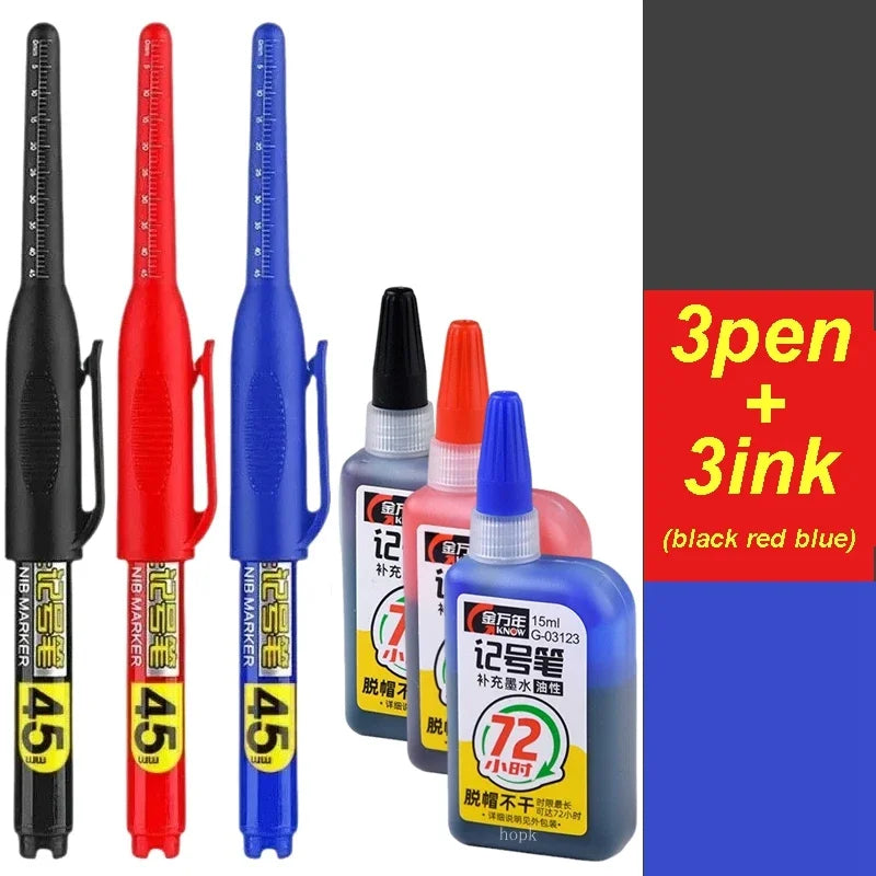Waterproof Deep Hole Marker Pens – 45mm Long Nib Deep Hole Marker Pen Qme mix 3pen 3ink-B