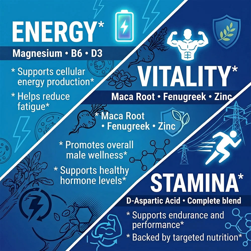 Maca Root Capsules – Vitamin B6, D3, Zinc & Magnesium Blend Herbal Supplement Qst