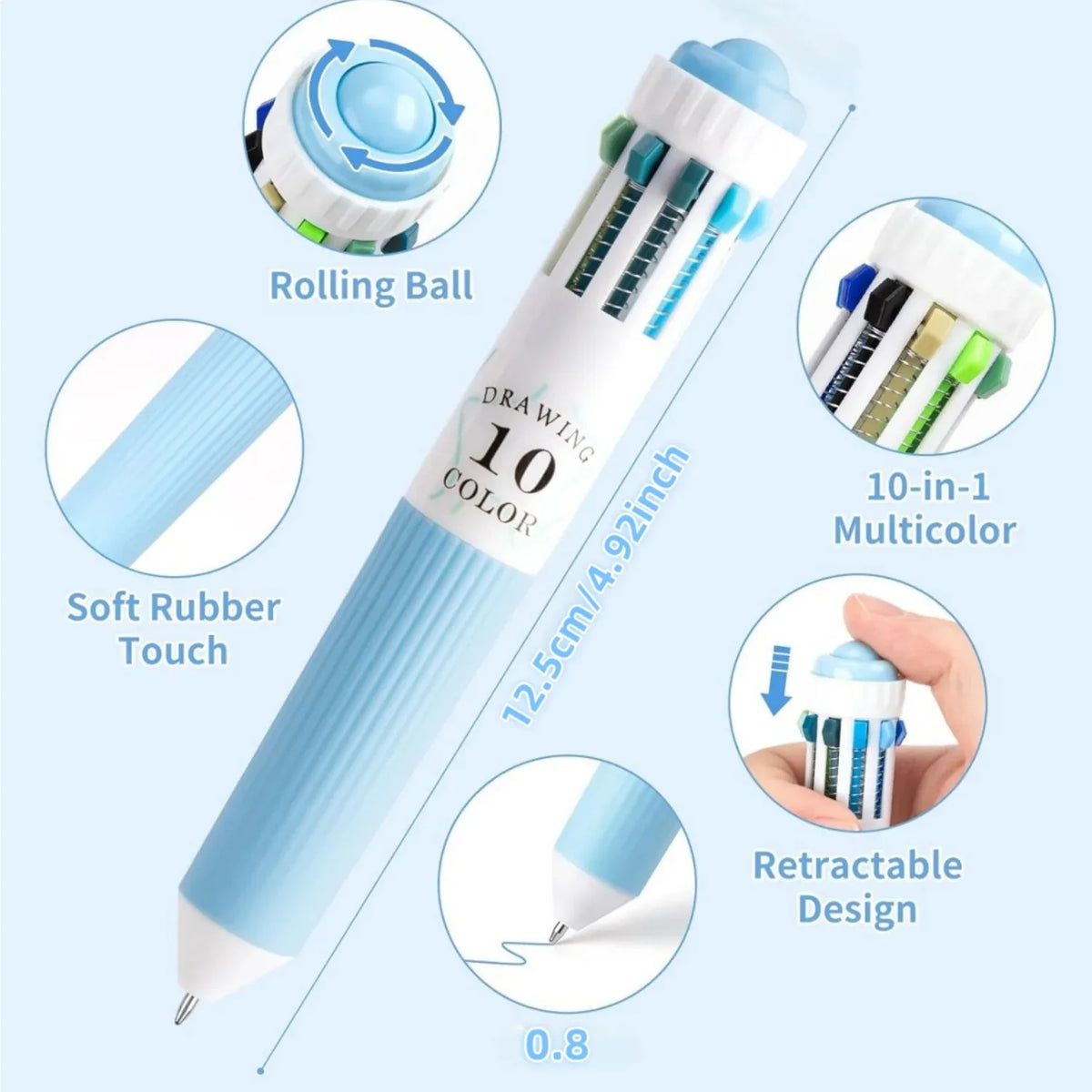 LANGUO 120 Colors Retractable Ballpoint Pen Set – Fine Point Ballpoint Pen Set Qme