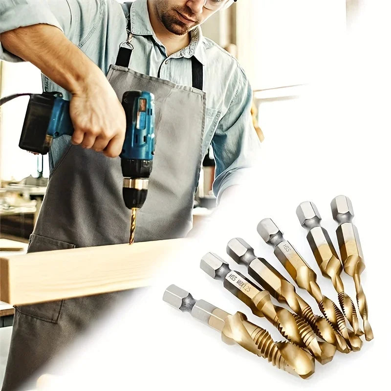 Titanium Coated HSS Drill Bit Set Metric Thread M3-M10 Countersink HSS Drill Bit Set Qme