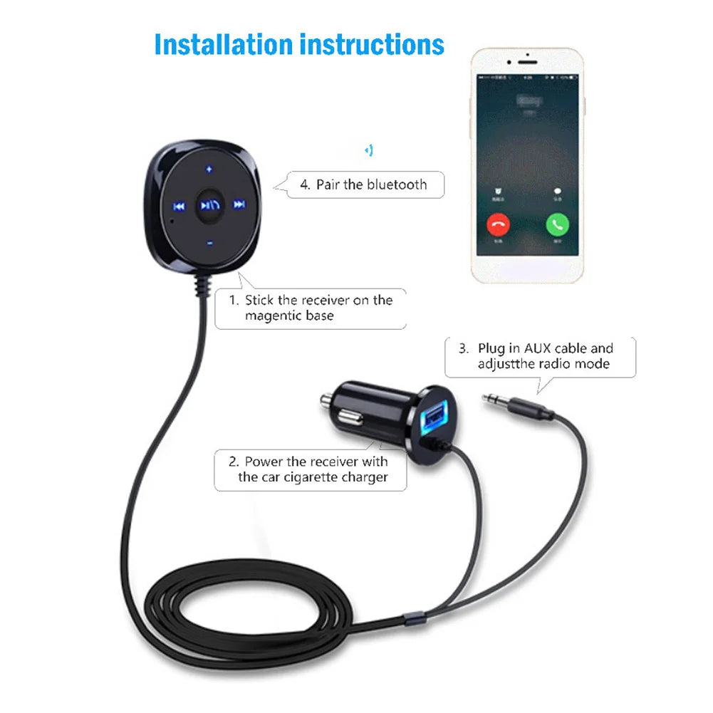 Car Bluetooth Audio Receiver AUX Handsfree Music Adapter Bluetooth Car Adapter Qme